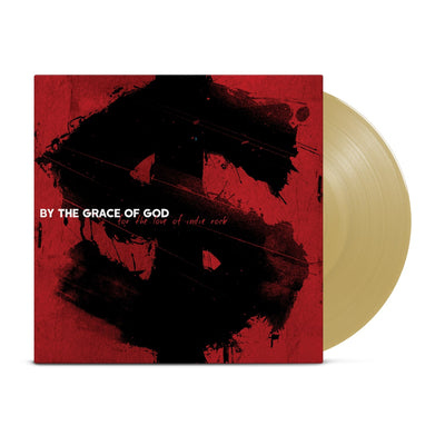 Red vinyl jacket with white text that says BY THE GRACE OF GOD. Behind the text is a black dollar sign covering the whole jacket. On the right side of the jacket is a gold vinyl.