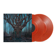 Vinyl jacket with orange / red disc peeking out. Album artwork is a dark forest with one larger tree in the center. The tree has windows built into the trunk with rocks leading up to them. The whole forest is covered in an eerie blue colored fog. In the bottom left, there is text that says "THE DEAR HUNTER", and in the bottom right there is text that says "ACT V HYMNS WITH THE DEVIL IN CONFESSIONAL".