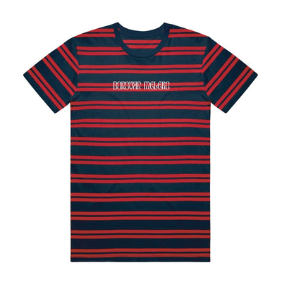 Red and Navy short sleeve shirt with DONOVAN MELERO written across the chest in white font.