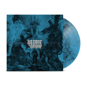 Blue vinyl jacket with a figure in the middle. There is a shadowy looking crown on its head. On either side of the figure are shadowy and mythical looking creatures. Below that is a rocky terrain with water running through the center. In the center of the jacket, "WE CAME AS ROMANS" is written in white gothic font. Peeking out of the jacket is the disc, which is blue and black colored.